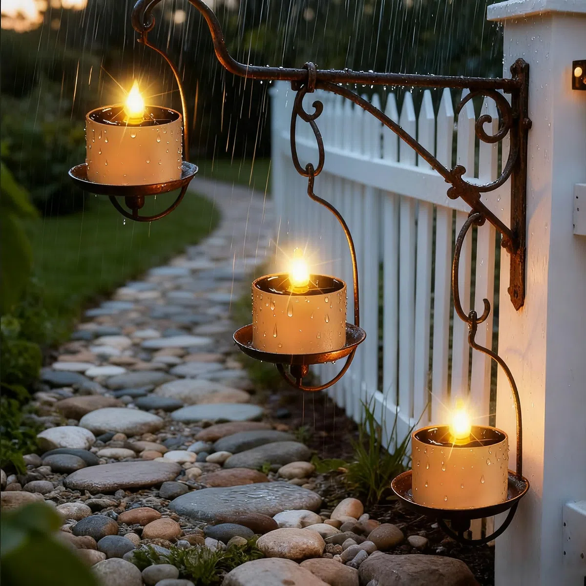 6 candele votive a LED impermeabili per esterni, alimentate a energia solare, ricaricabili, senza fiamma, tremolanti, solari con batteria, candele in plastica a LED per decorazioni natalizie