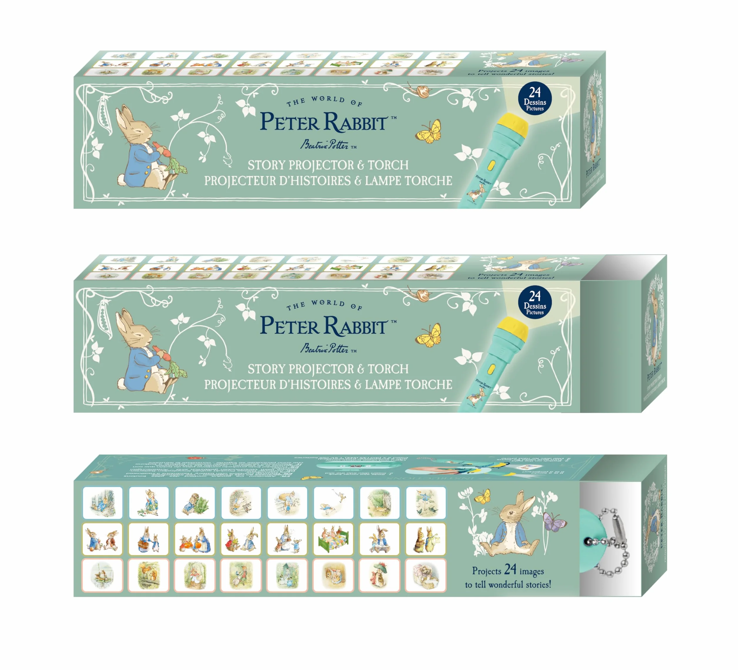 Trousselier Torcia tascabile Pierre Coniglio Proiettore Storia Bambino - Lampada Torcia a Storia Bambino Peter Rabbit - Giocattolo dai 3 anni - 3 dischi a immagine e batterie incluse