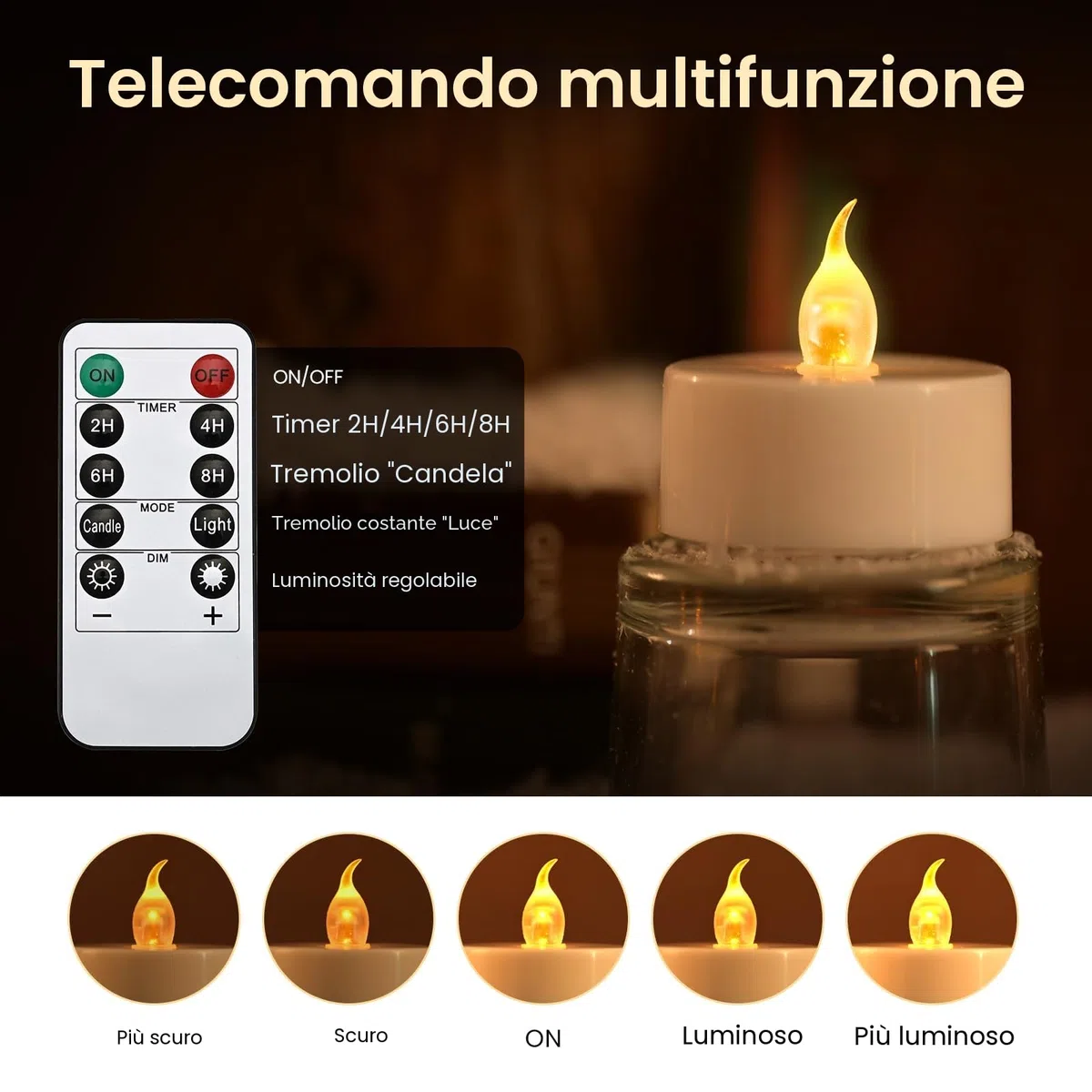 cimetech 12 lumini a LED con timer, telecomando senza fiamma, candele a LED elettriche, alimentate a batteria, per casa, stanza, tavolo, Halloween, decorazioni natalizie