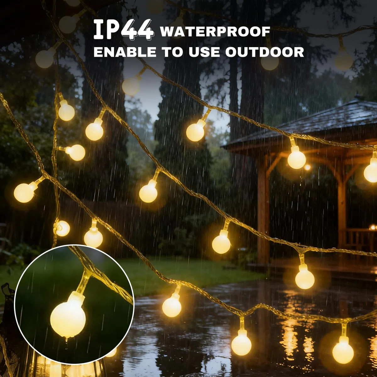 Sprifityy Catena luminosa per esterni, 27 m, 200 LED, a batteria, con timer e 8 modalità, IP42, impermeabile, ideale per stanze, illuminazione da giardino, feste, terrazze, balconi
