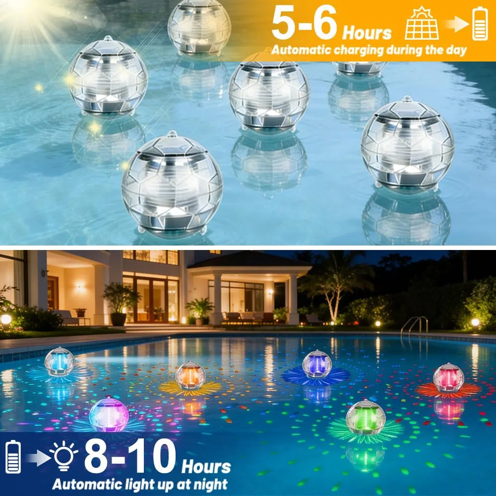 Luci per Piscina Fuori Terra Solari Galleggianti, 2 Palla Luminosa Luci Galleggianti per Piscina, Palla luci LED piscina Galleggianti Lampada a Sfera Solare per Piscine, Feste, Giardini