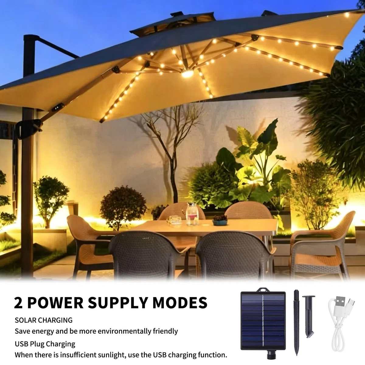 Luci Solari per Ombrellone,Luci per Ombrellone da Esterno Solare,Llluminazione Solare per Ombrellones,per Esterno,Giardino,Ombrelloni,Campeggio