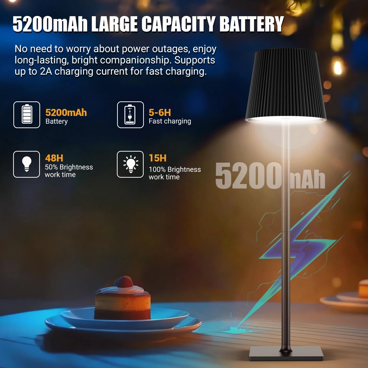 Lampada LED da Tavolo Senza Fili Lampade da Tavolo Batteria Ricaricabile con USB-C e Tappo per Bottiglia, Lampada Tavolo Dimmerabili per Salotto, Ufficio, Camera da Letto, Nero Pece