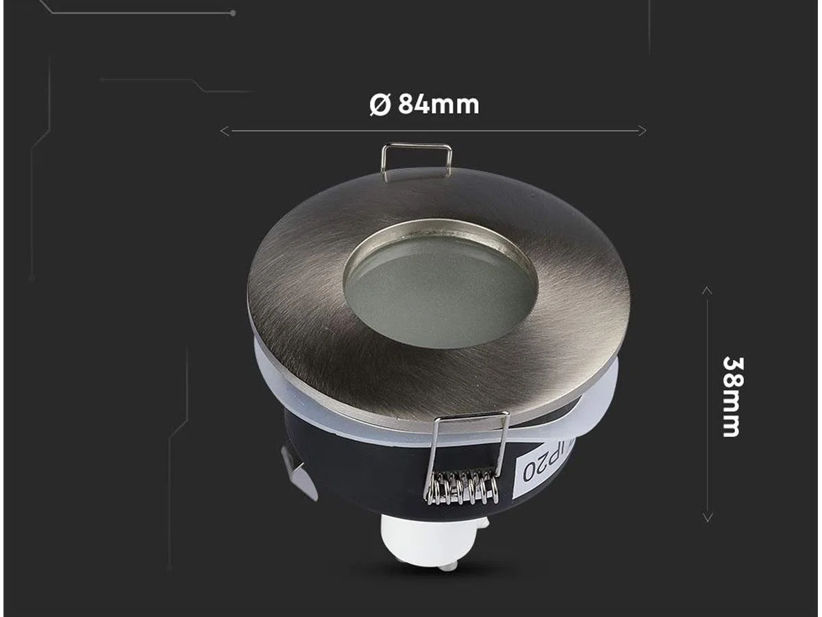 LEDLUX 2 Pezzi Porta Faretto Impermeabile, Porta Faretti da Incasso GU10 MR16, IP54 Per Luci Incasso Da Bagno e Esterno (Rotondo, Nichel Satinato)