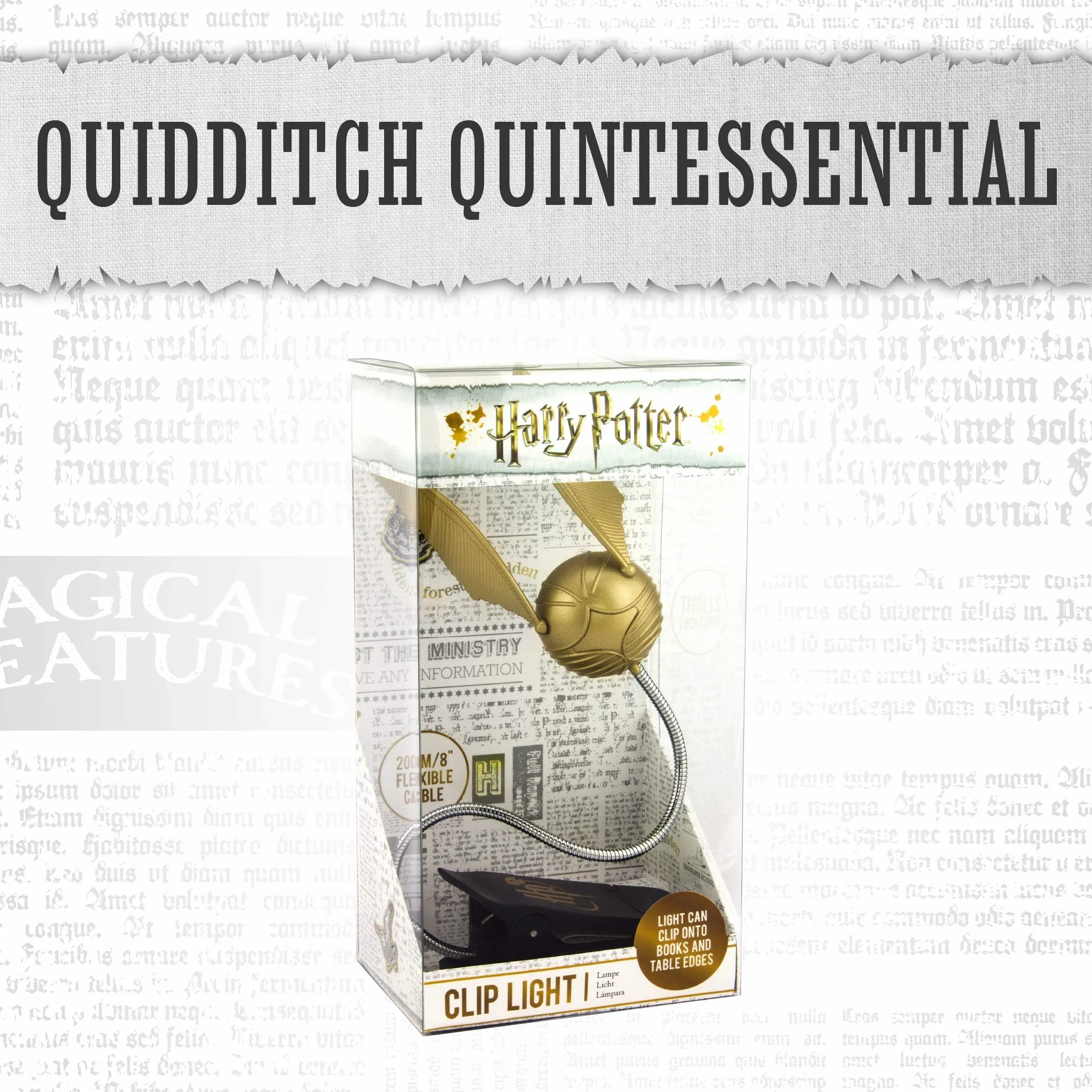 Luce Lettura Boccino d'Oro Lampada Clip per Lettura Notturna, Ufficiale Harry Potter