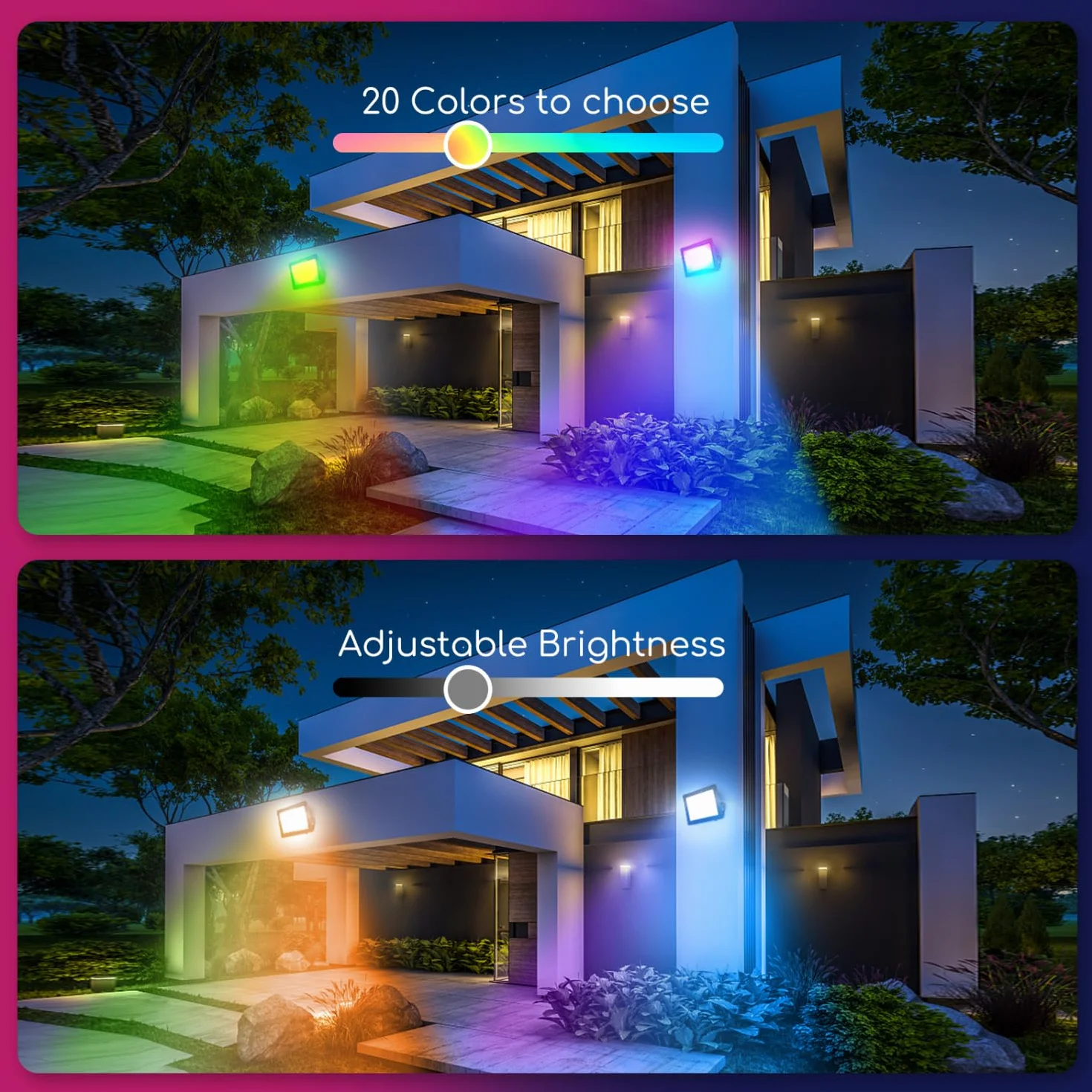 Aigostar Faretto LED per esterni da 50W,Faretti LED a colori RGB con telecomando,6 modalità di stroboscopio,modalità DIY,timer,Faro LED regolabili con spina,IP65 impermeabile per giardino, feste