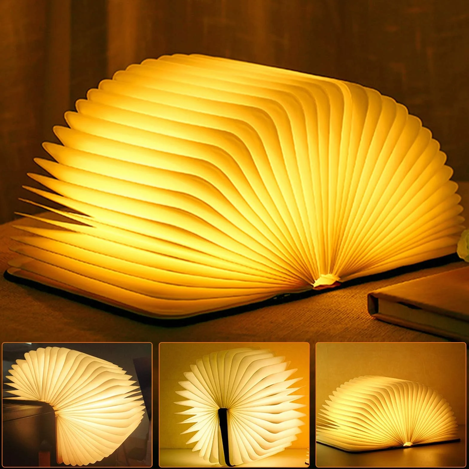 Lampada a LED, pieghevole, lampada da libro, luce illuminazione d'atmosfera, ricaricabile tramite USB, bianca calda, notturna, comodino per bambini, fidanzata, regalo la casa