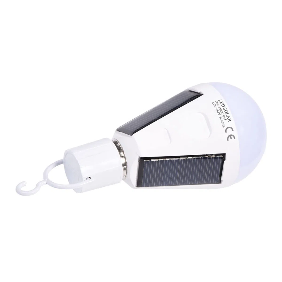 Lampadina LED Solare con Batteria da 1200 MAh, Attacco E27, Illuminazione Interna Esterna Impermeabile IP65 per Campeggio, Escursionismo, Uso di Emergenza 12 W Bianco Caldo (12W)