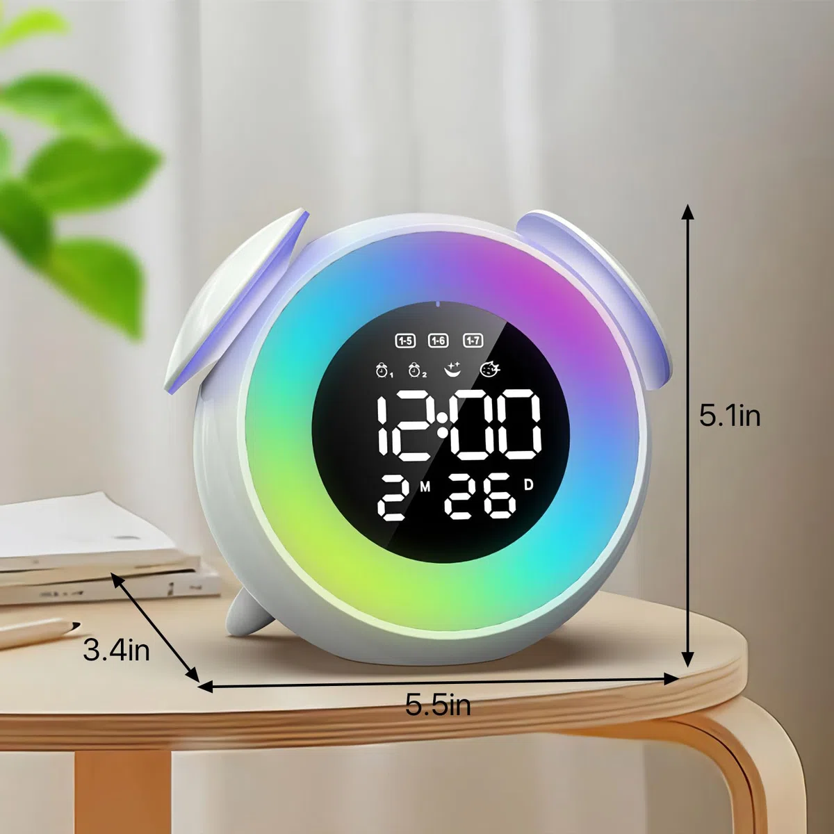8 in 1 Sveglia Musicale, Lampada da Scrivania Musicale, Sveglia Intelligente a LED, Sveglia Naturale, Design di Ricarica, per Camere da Letto Camerette per Bambini Salotti Balconi