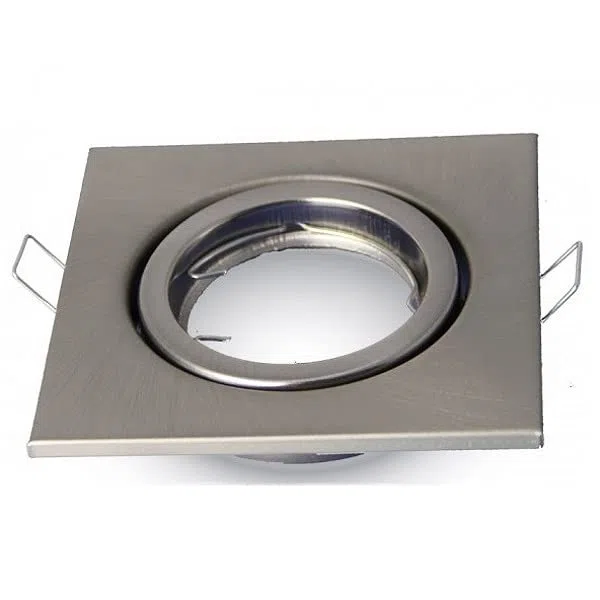 2x Portafaretto GU10/MR16 Quadrato Fisso 8.2x8.2cm - Nickel Satinato
