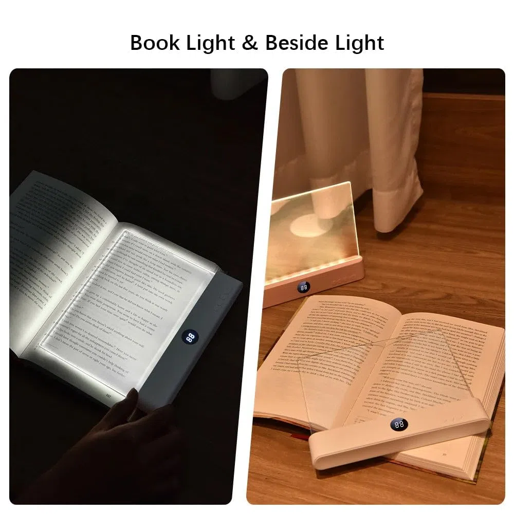Luce da lettura sottile a LED per letto, illuminazione per pagine di libri piatti con luce morbida, lampada da lettura notturna portatile per studio, viaggi, uso familiare, design leggero per libri