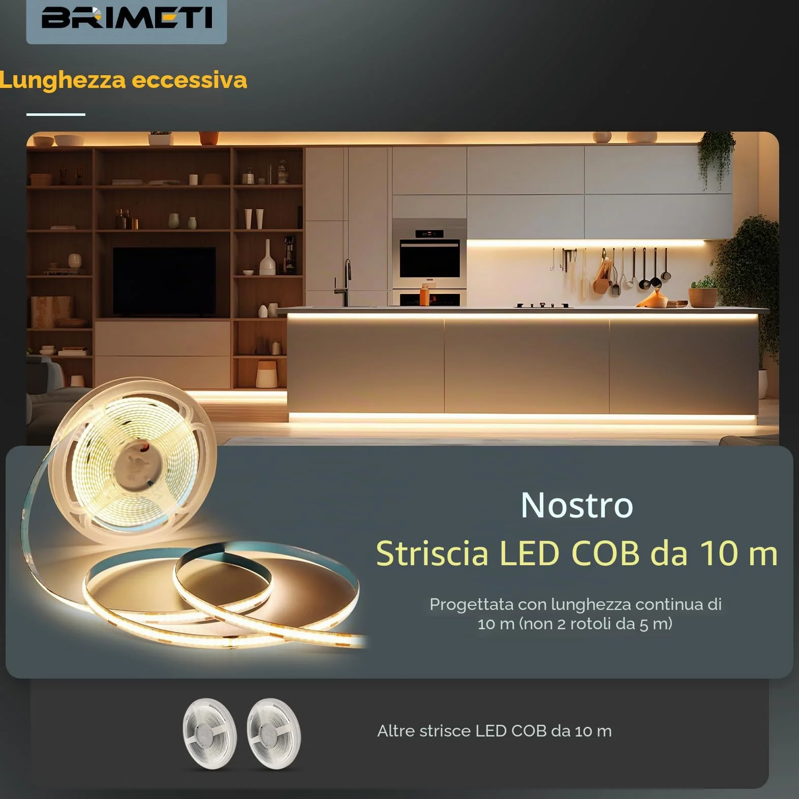 Striscia LED COB 24V 10M Luce LED Tubo Interno Autoadesivo 4000K Bianco Naturale 320LEDs/M Strisce Nastro Nastri Larghezza 8mm, per Cucina, Soggiorno, Bar Feste (Senza Alimentatore)