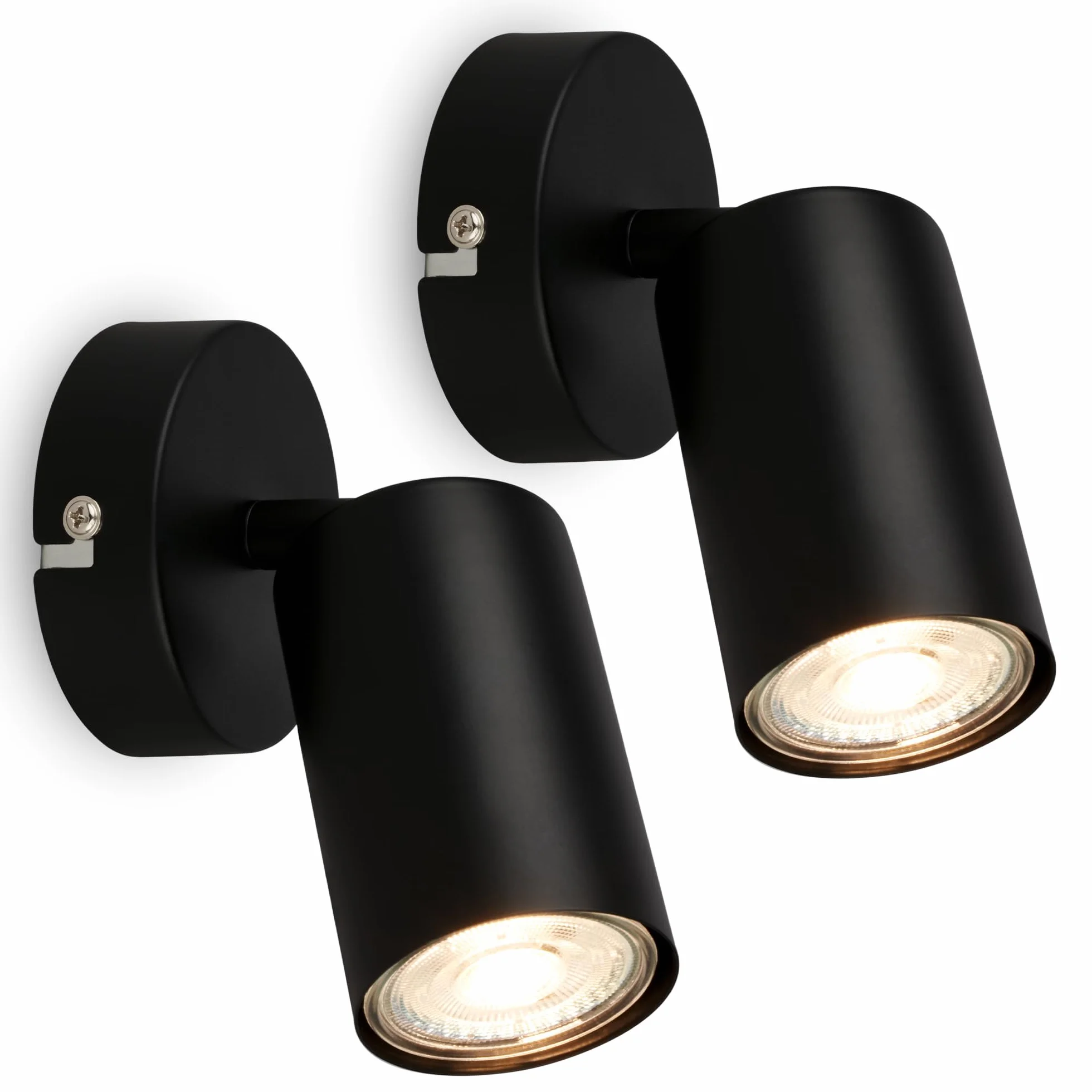 BRILONER - Set di 2 applique da parete per interni, attacco GU10, max. 9 W, applique camera da letto, interno, lampada parete, camera da letto, 8 x 15,5 cm, nero