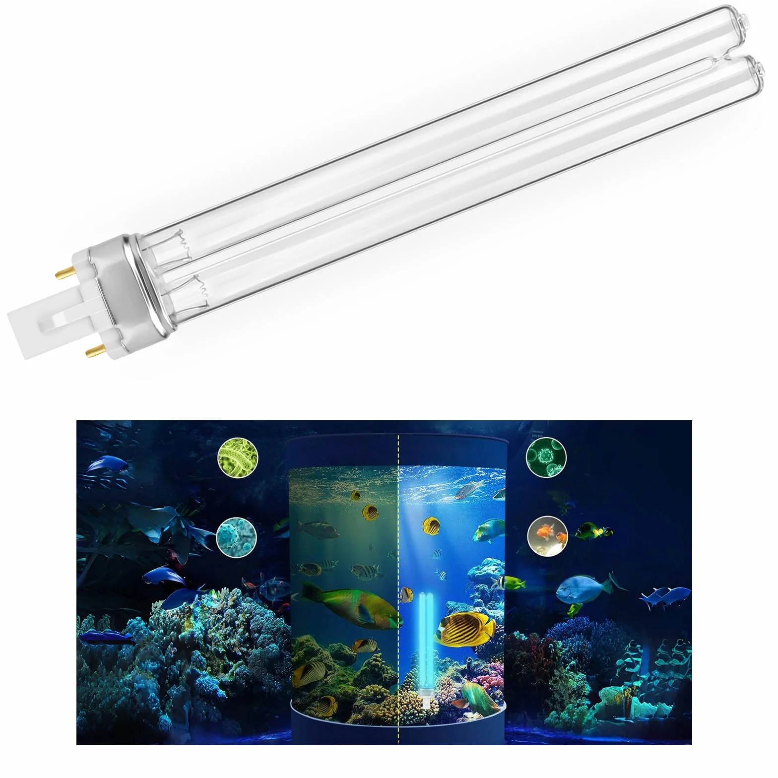 Ddlisu Lampadine per Filtro laghetto da 11W, Lampadine Ultraviolette UVC per Filtri e Chiarificatori, Lampadina/tubo UV di Ricambio 2 PIN G23 PLS, Per Laghetti, Vasche per pesci, Acquari * 2 pezzi