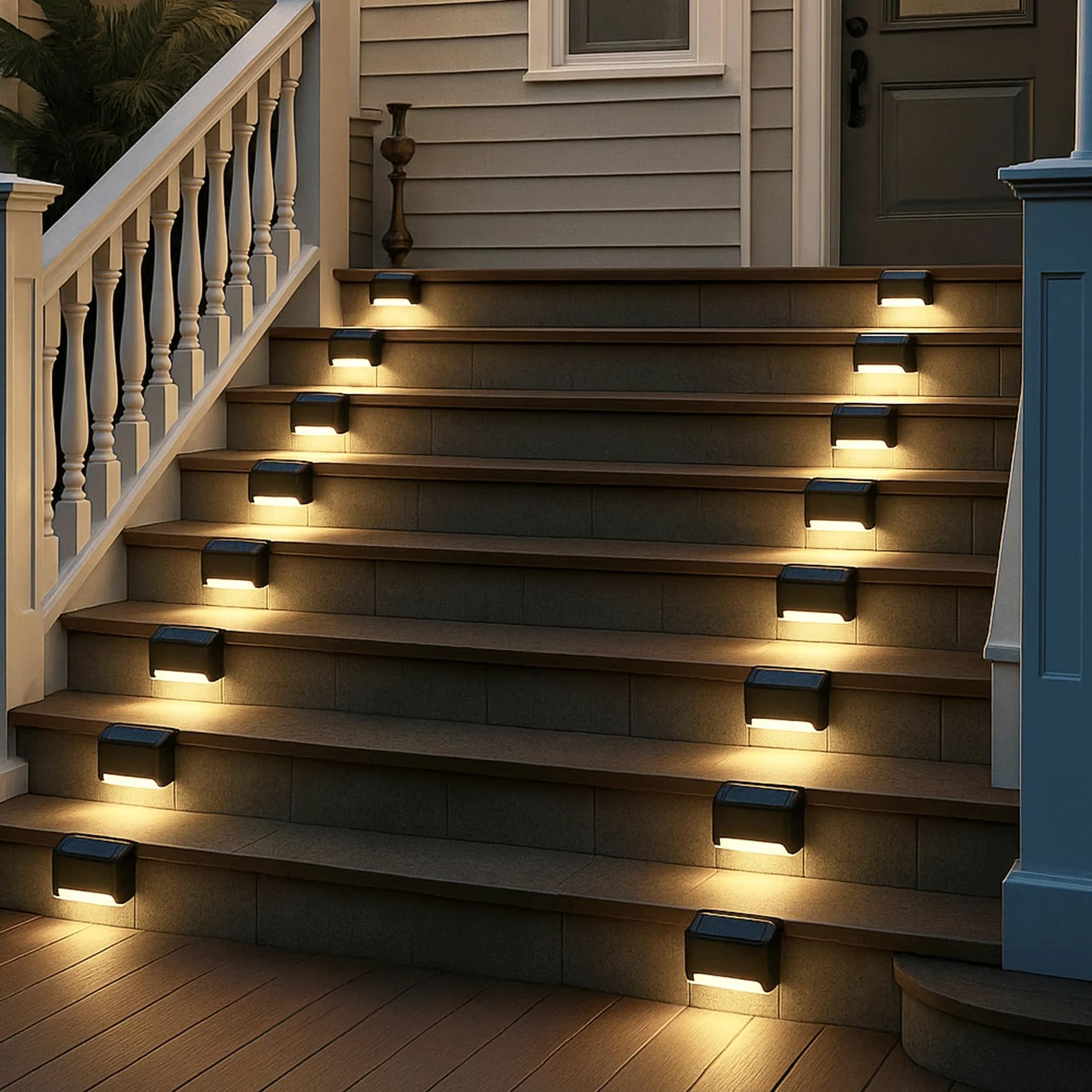 CNMTCCO Confezione da 12 lampade solari nere per esterni per giardino, scale, recinzione, illuminazione per vialetti per la decorazione di cortile, terrazzo, scale e giardino (nero)
