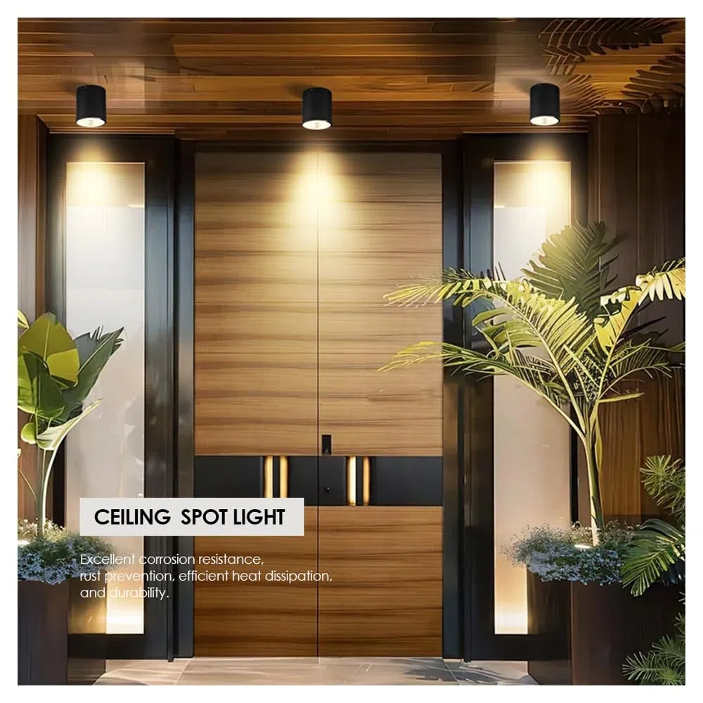 Faretto da Esterno LED GU10 IP54 Impermeabile | Applique da Soffitto per Terrazze Ingressi Porticati | Design Moderno in Alluminio Ø90x94mm | Lampadina Non Inclusa (Ruggine, Cilindro)