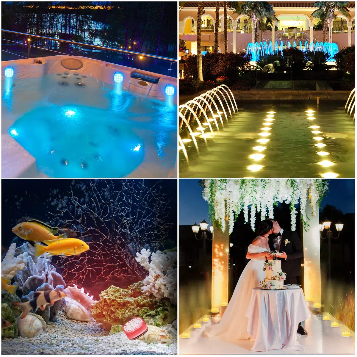 VIDOME Rechargeable Submersible LED Lights, Pool Lights for Inground Pool, Magnetic Pool Lights with Super Large Suction Cup, Underwater Light Full Waterproof LED Lights for Pool Pond Bathtub 4 Sets