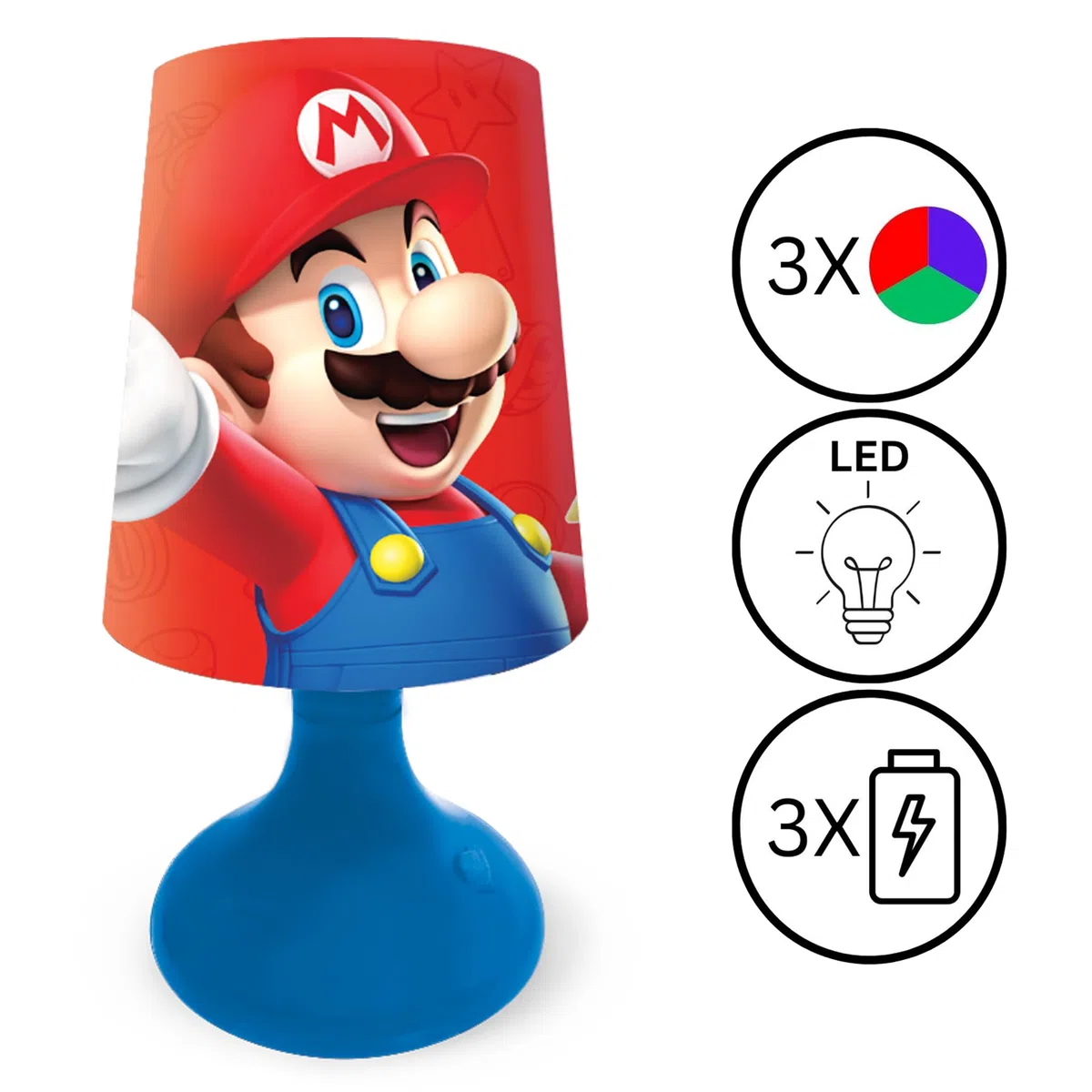 Lexibook, Super Mario, Mini lampada da comodino senza fili e luce notturna, rossa, MLT10NI