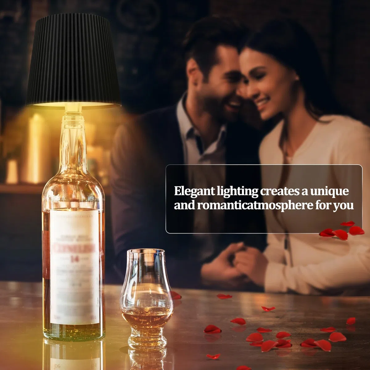 Lampada A Bottiglia Senza Fili, 3 Modalità Regolabili Di Temperatura Colore, Touch, Grado Di Protezione IP54, Ricarica Wireless USB, Lampada Tavolo Per Ristoranti, Camera Da Letto, Giardino (Nero)