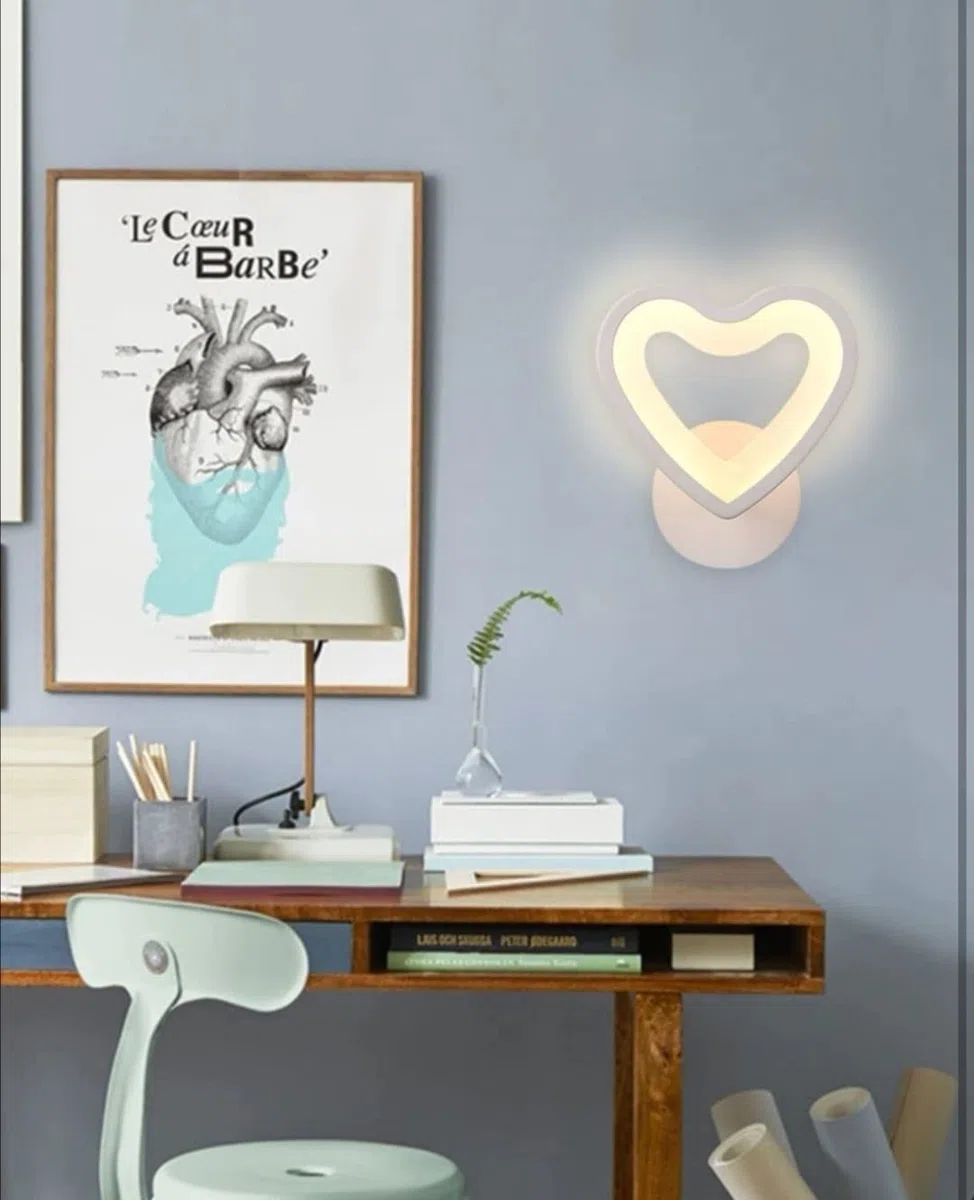 TOT ELECTRIC Applique led da parete cuore bianco lampada muro moderno luce per cameretta da letto (Luce Fredda)