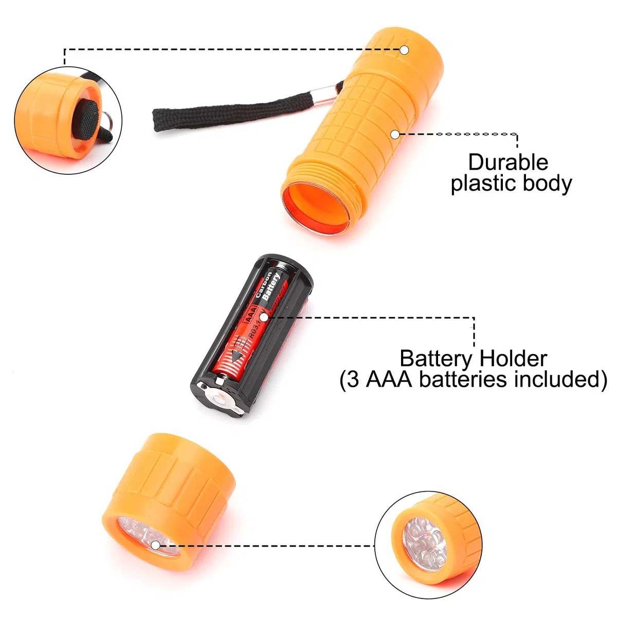 8 Mini Torce Elettriche per Bambini a Partire dai 3 Anni - Set con Batterie per Campeggio e Attività all'Aria Aperta