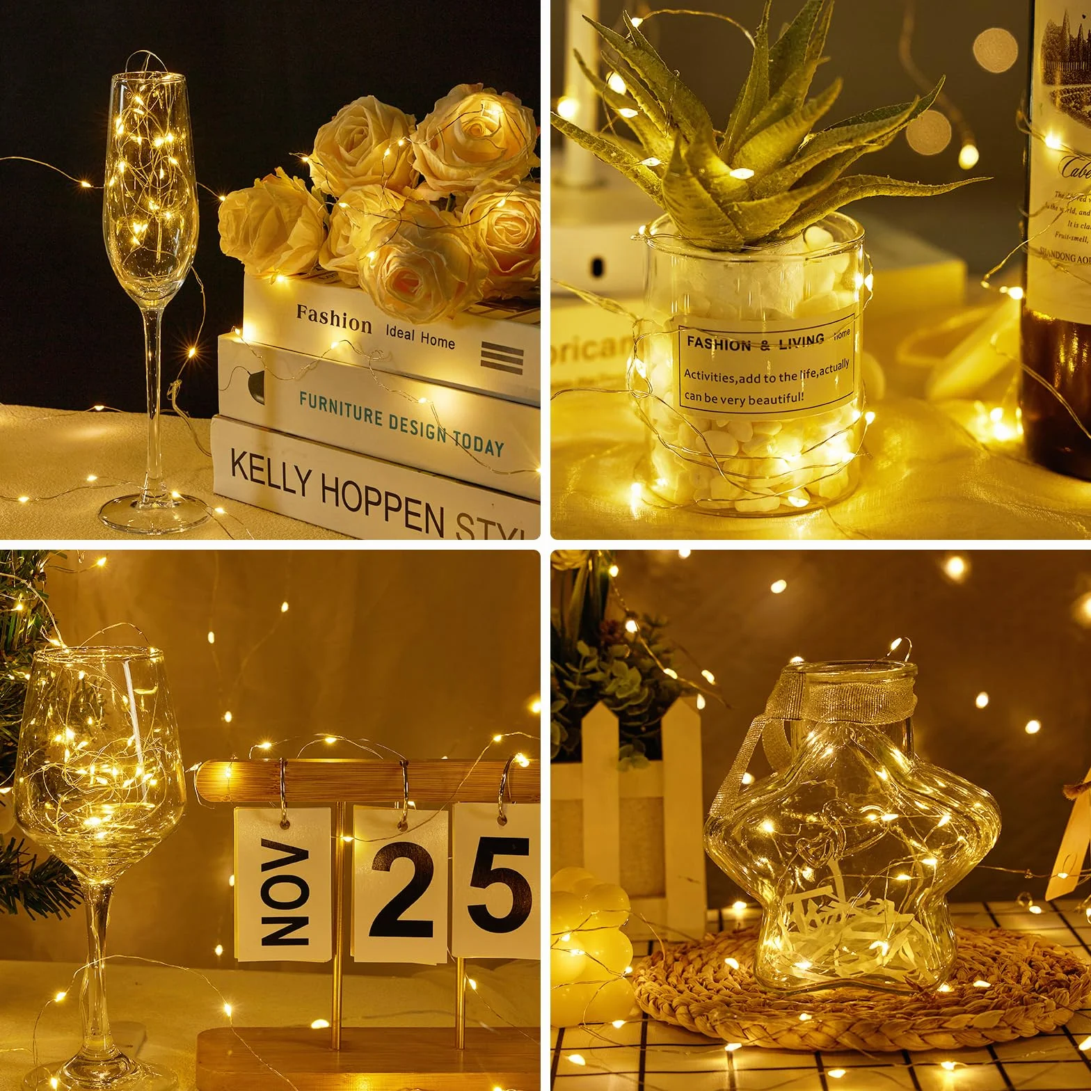 Luci LED a Batteria, 20 Pezzi Luci Stringa 1M Filo di Rame con 10 LEDs Catena Luminosa Natale per Esterni e Interni, Casa, Feste, Matrimonio, Bianco Caldo