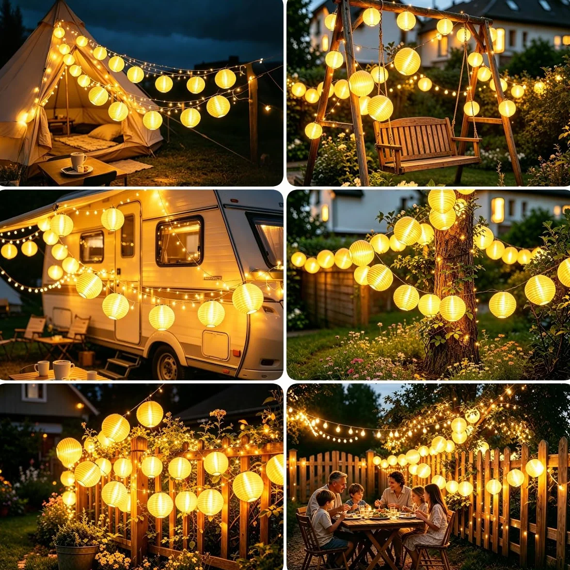Catena Luminosa Esterno Solare Lanterne, 8M 30LED Luci Solari Esterno Lanterne, 8 Modalità IP65 Impermeabile Decorative Stringa di Luci per Giardino, Balcone, Patio, Natale, Festa (Bianco Caldo)