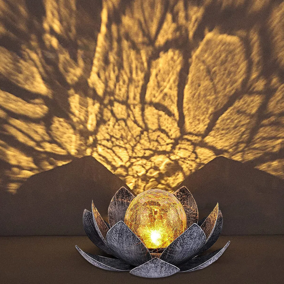 Lanterna Solare per Esterno, Lanterna Solare Fiori di Loto con Effetti Luminosi Bianco Caldo, IP44 Impermeabile Luci Solari da Giardino per Patio, Cortile, Prato, Balcone