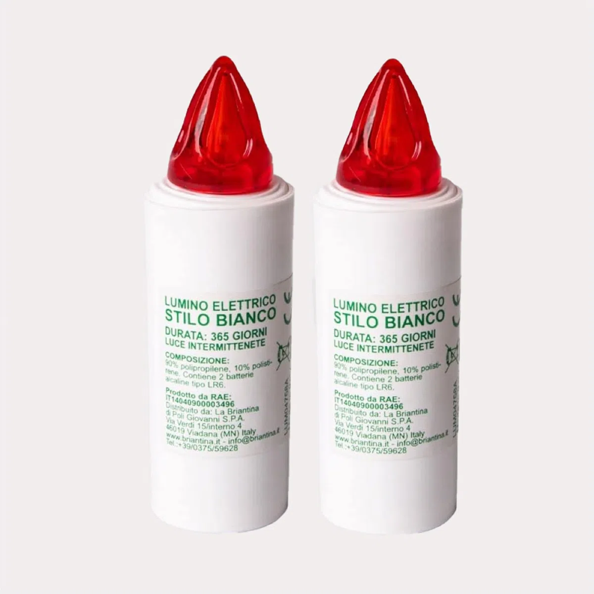 Lumino Led votivo Batteria Stillo 2 Effetto Luce Lampeggiante Intermitenza Lunga Durata fino 365 Giorni