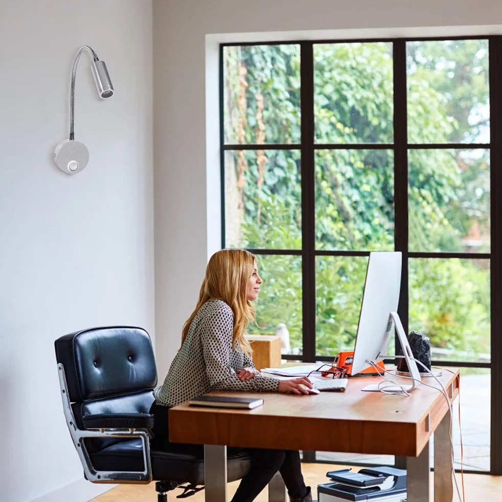 Lampada Letto LED, Letto Minimalista Lampada Lavoro Luce Dimmerabile Interruttore Testata Parete con Collo Cigno Flessibile per Testiere Home Office Studio Alberghi (6500 K Bianco - 3 W)