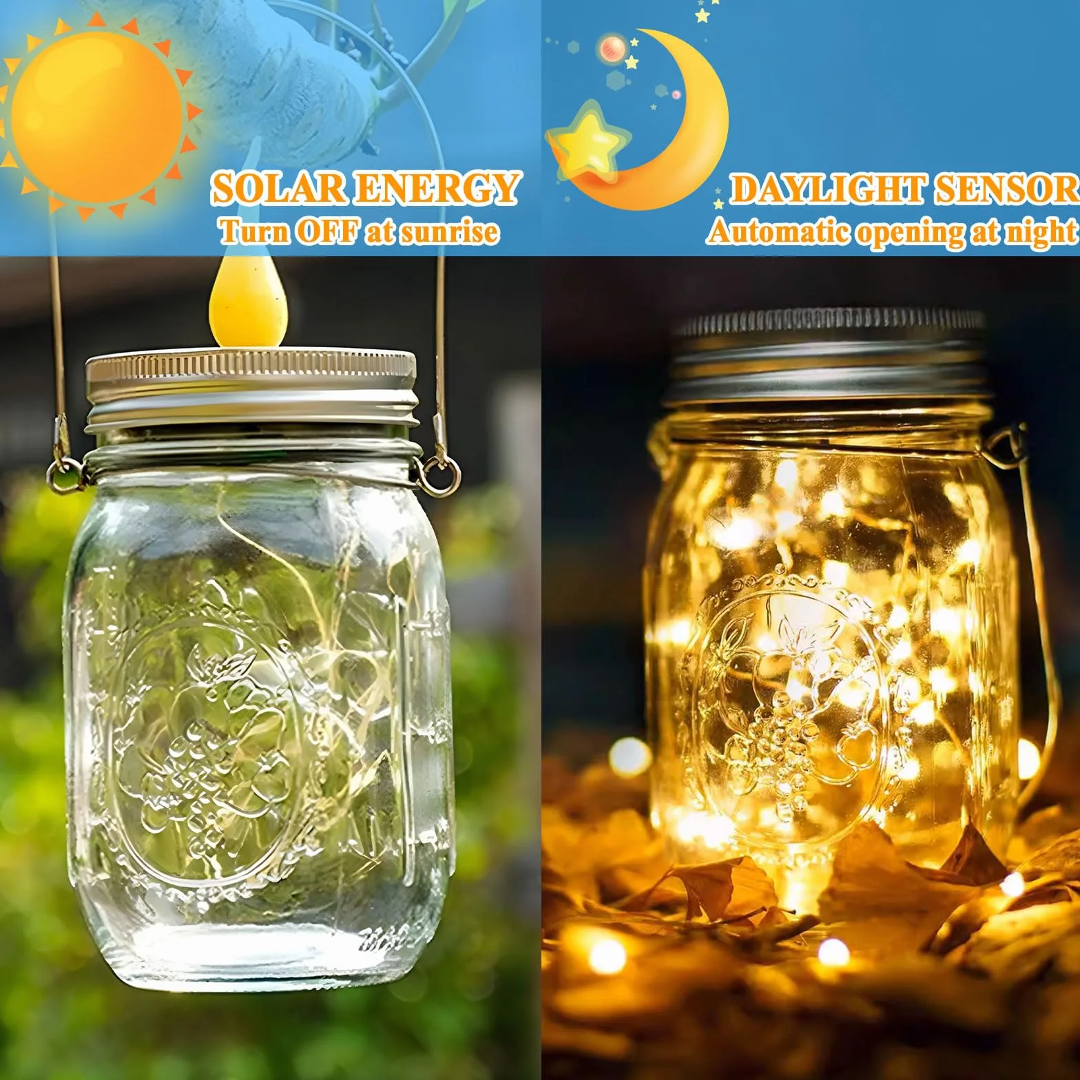 4Pezzi Lanterne da Esterno, Lanterne Solari da Esterno, Luci da Esterno Solari con 30 LED, IP65 Impermeabile Lampada Solari Barattolo, Lampade Solari da Giardino per Prato, Natale, Festa