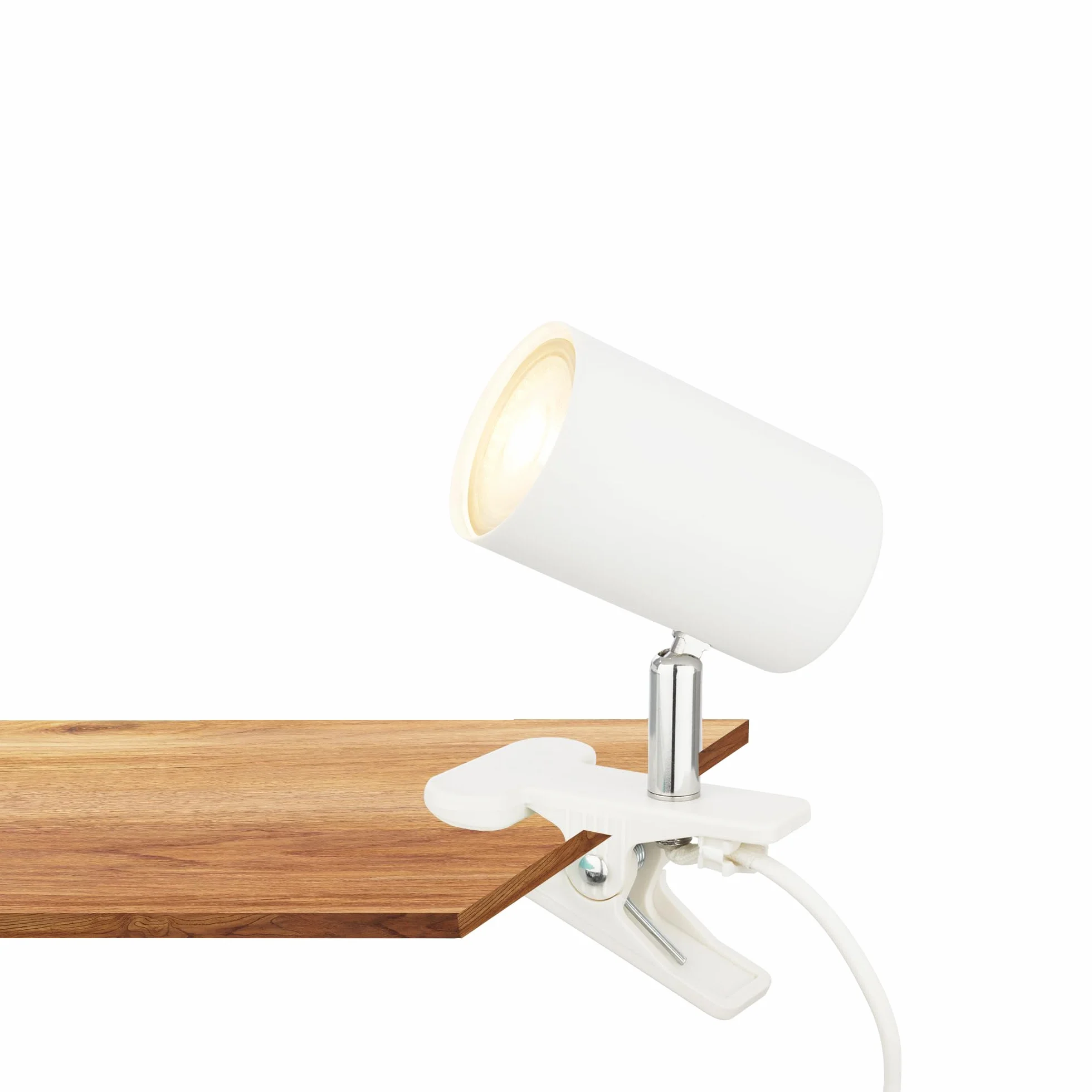 BRILONER - Lampada da scrivania con interruttore a cavo, orientabile, a spina, lampada da lettura, lampada a morsetto, lampada a morsetto, 16,5x6,5x12cm, bianco