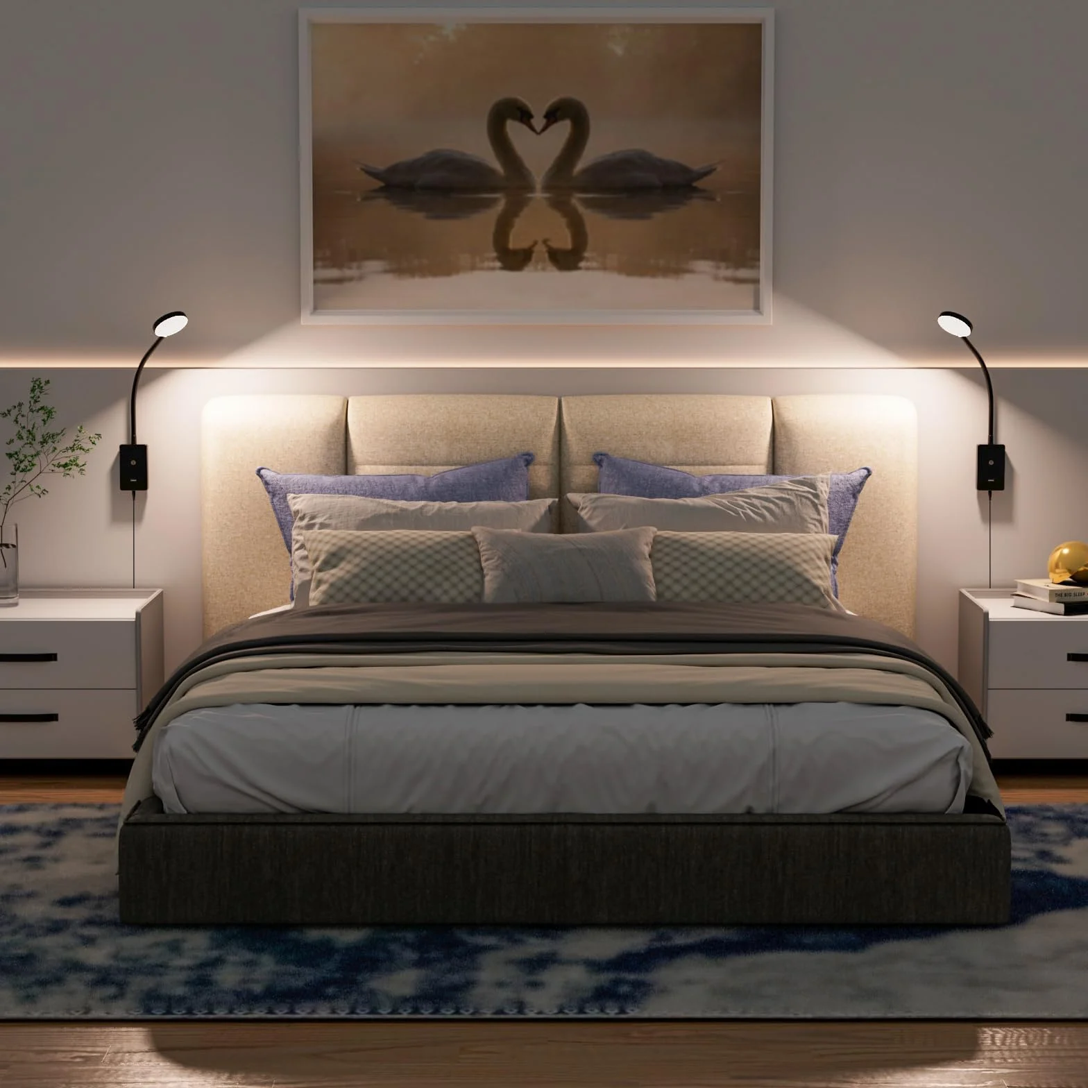 ENUOTEK Lampada da Lettura a LED con Dimmer Ttouch, Applique da Lettura, Lampada da Lettura per il Letto con Porta USB da 2A e 4 Livelli di Luminosità (100% - 70% - 35% - 15%), 4000K