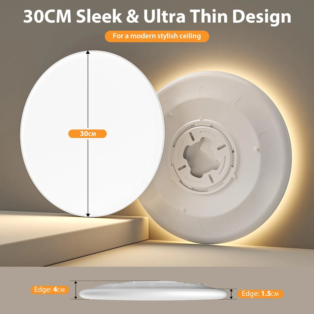 Plafoniera LED 30CM 24W 2800 Lumen Impermeabile IP54 Plafoniera a LED Ultrasottile 4000K Adatta per Soggiorni Bagni Camere da Letto Cucine e Uffici