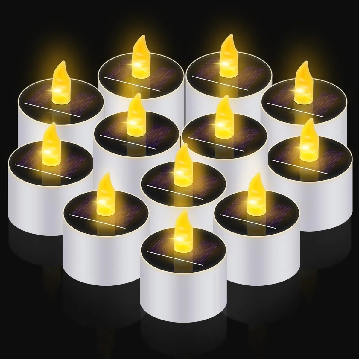 12 pezzi Candelesolare, Lumini per esterni, Impermeabili solari, Senza fiamma, per giardino, cortile, matrimonio e decorazioni per la casa