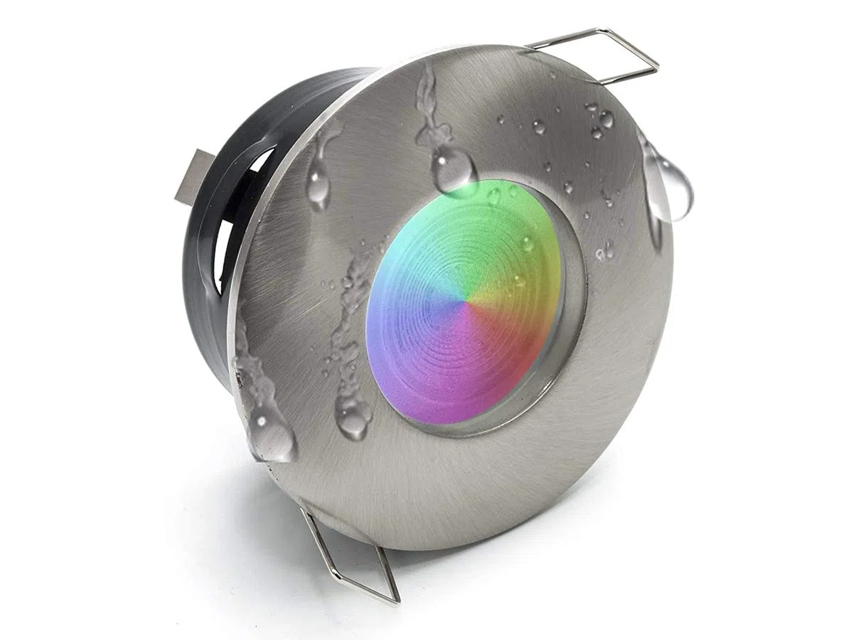 LEDLUX 2 Pezzi Porta Faretto Impermeabile, Porta Faretti da Incasso GU10 MR16, IP54 Per Luci Incasso Da Bagno e Esterno (Rotondo, Nichel Satinato)