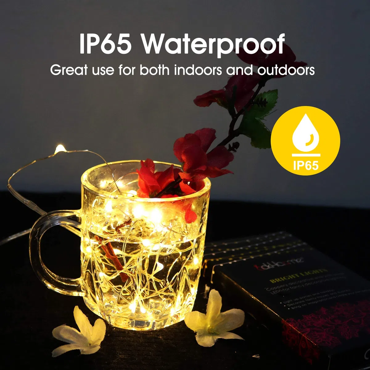 Flaspar Led Stringa Luci a Batteria, 2 Pezzi 10 metri 100 Led Rame filo Ghirlanda Catena Luminose Lucine Fata Luci Decorative per Natale San Valentino Interno Esterno, Bianco Caldo