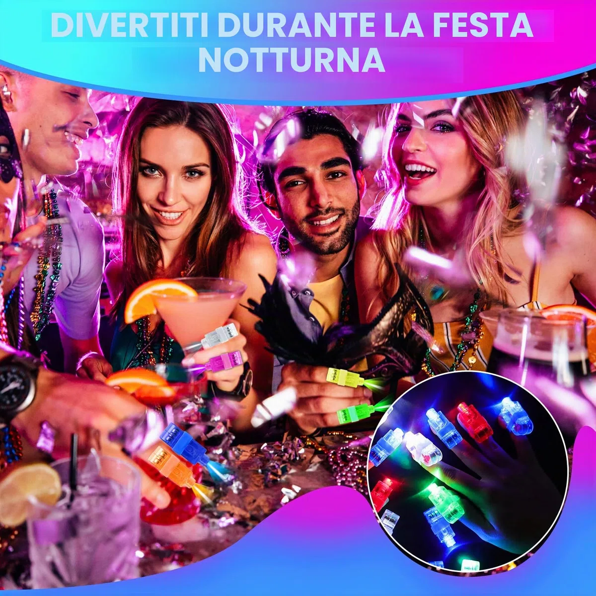 40 Pezzi Torcia a Led con Dita Colorate a Led, Anello a Dito Luminoso, Torce a Led da Agganciare Alle Dita, Torcia per Bambini, per Feste, Balli, Discoteche