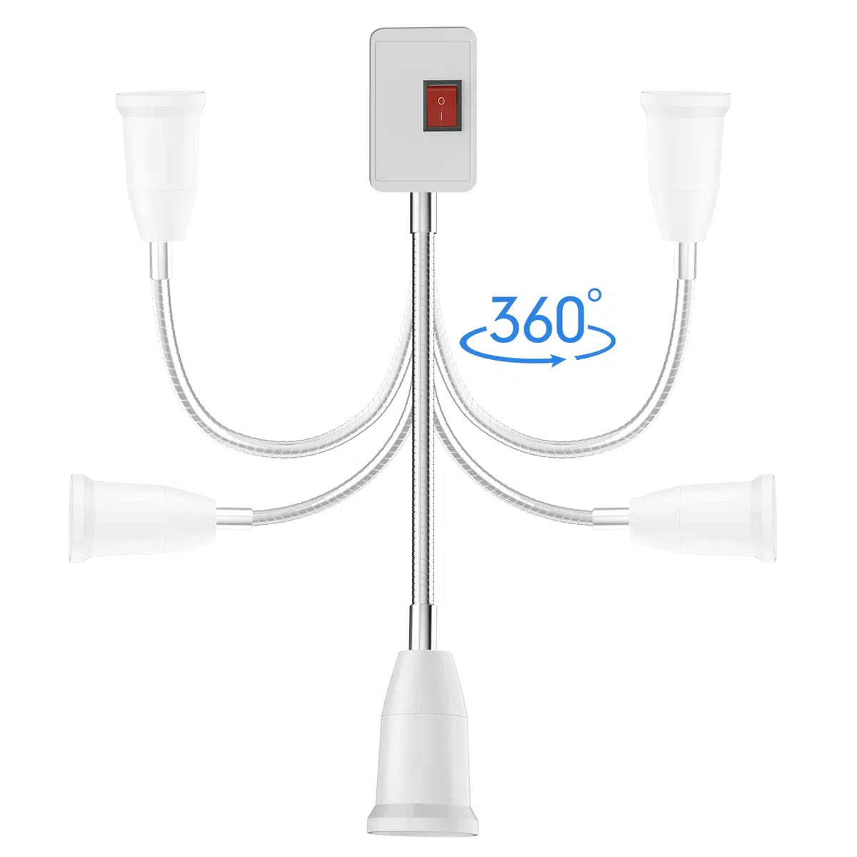 Portalampada con interruttore, 2 pezzi portalampada con cavo flessibile per lampadine LED E26/E27, AC 230 V, lampada da cucina, lampada da lettura, lampada da parete, senza lampadina (20 cm)