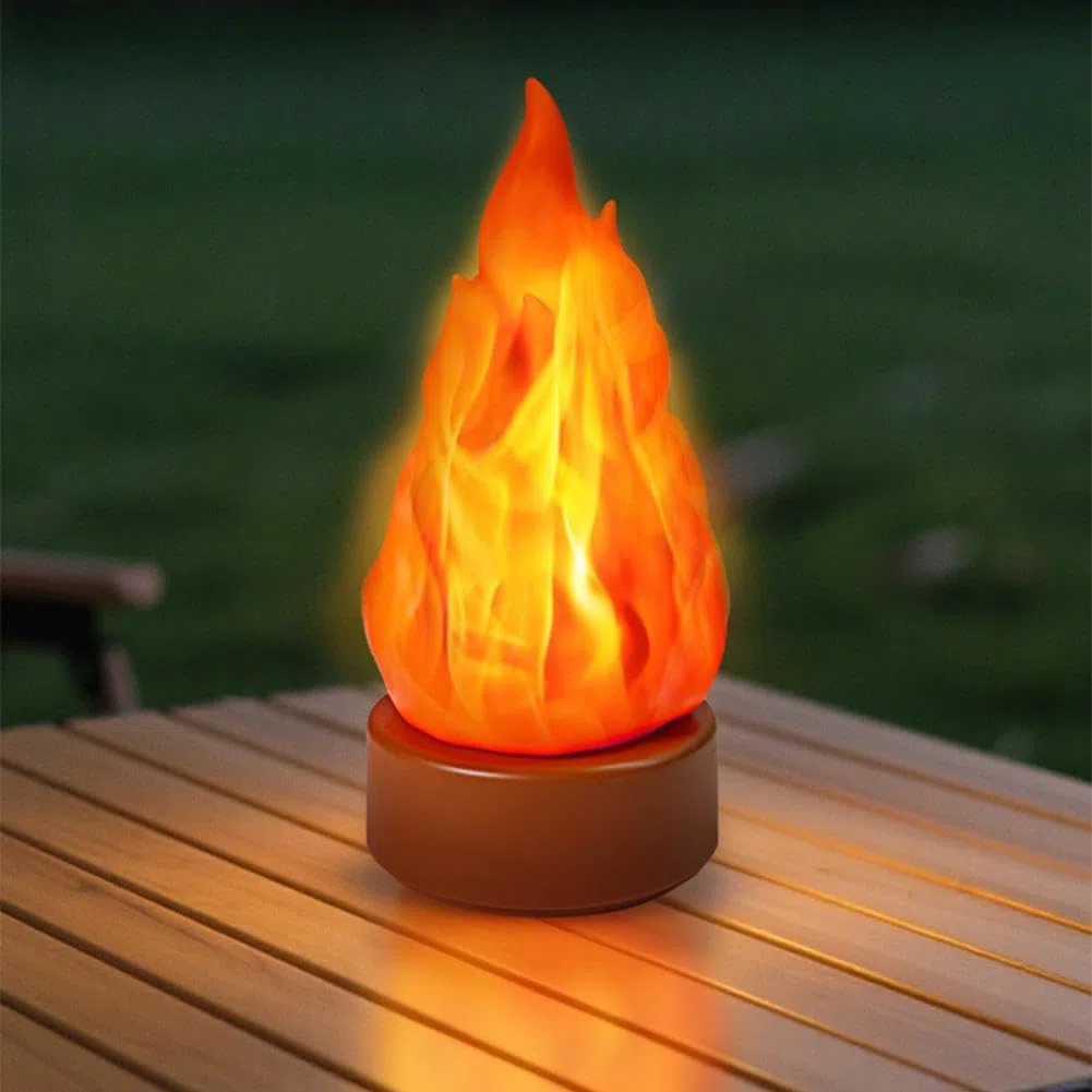 Finta lampada di fuoco, luce notturna 3D finta fiamma, candele senza fiamma ricaricabili USB con fiamma tremolante, luce a fiamma LED a 3 modalità, effetto fiamma realistica per interni/esterni