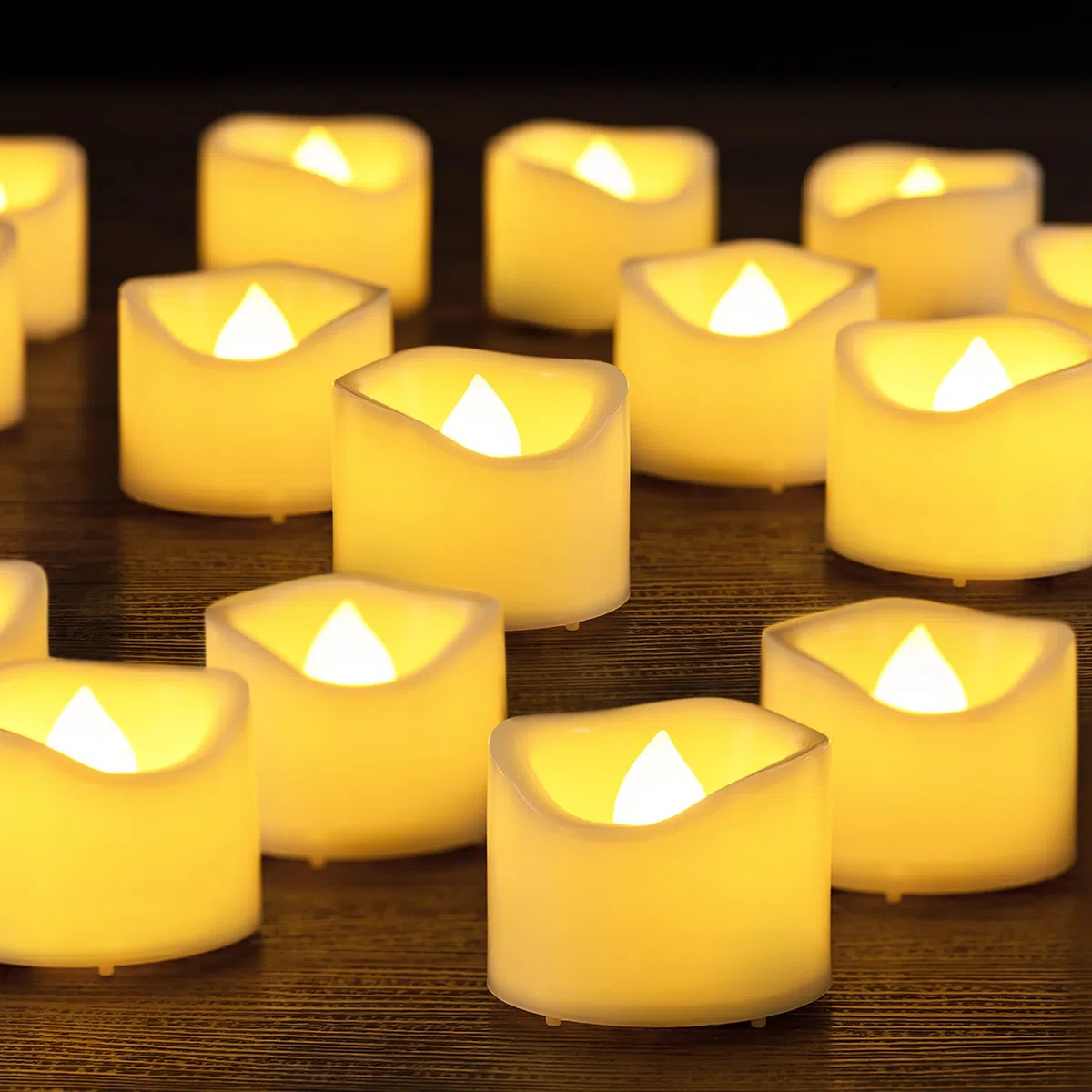 Confezione da 48 lumini votivi a batteria, 3,8 x 3 cm, senza fiamma, tremolanti LED, elettrici, per esterni, per matrimoni, Halloween, decorazioni natalizie