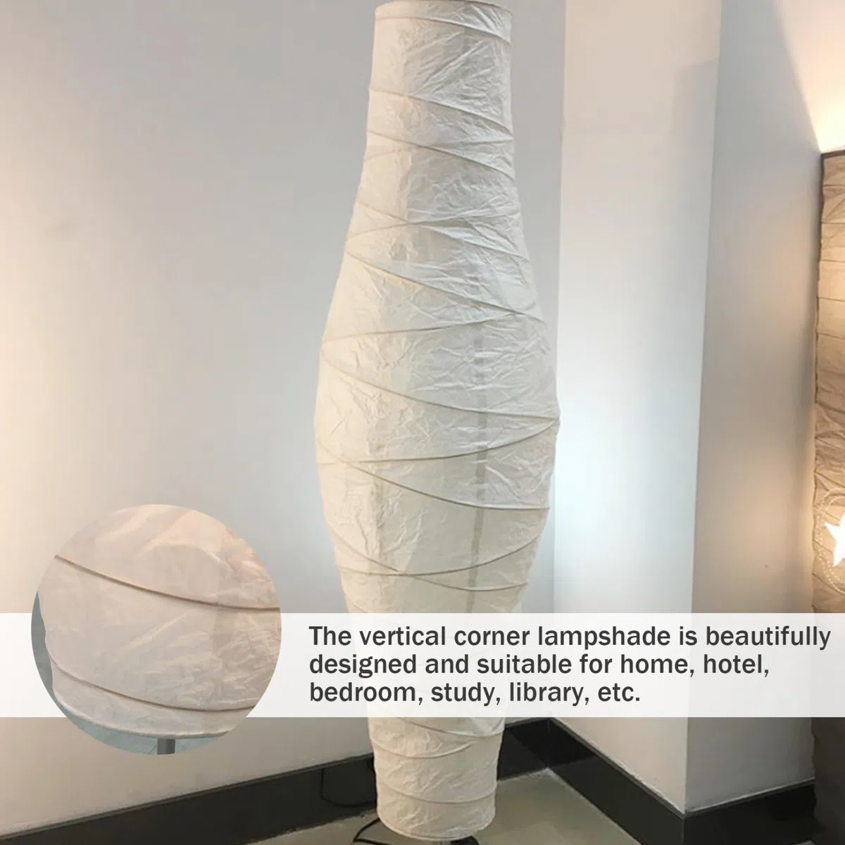 Paralume per Lampada da Terra in Carta 47 - Copertura Sostitutiva per Paralume in Carta di Riso Stile Minimalista per Soggiorno Camera da Letto (Solo)