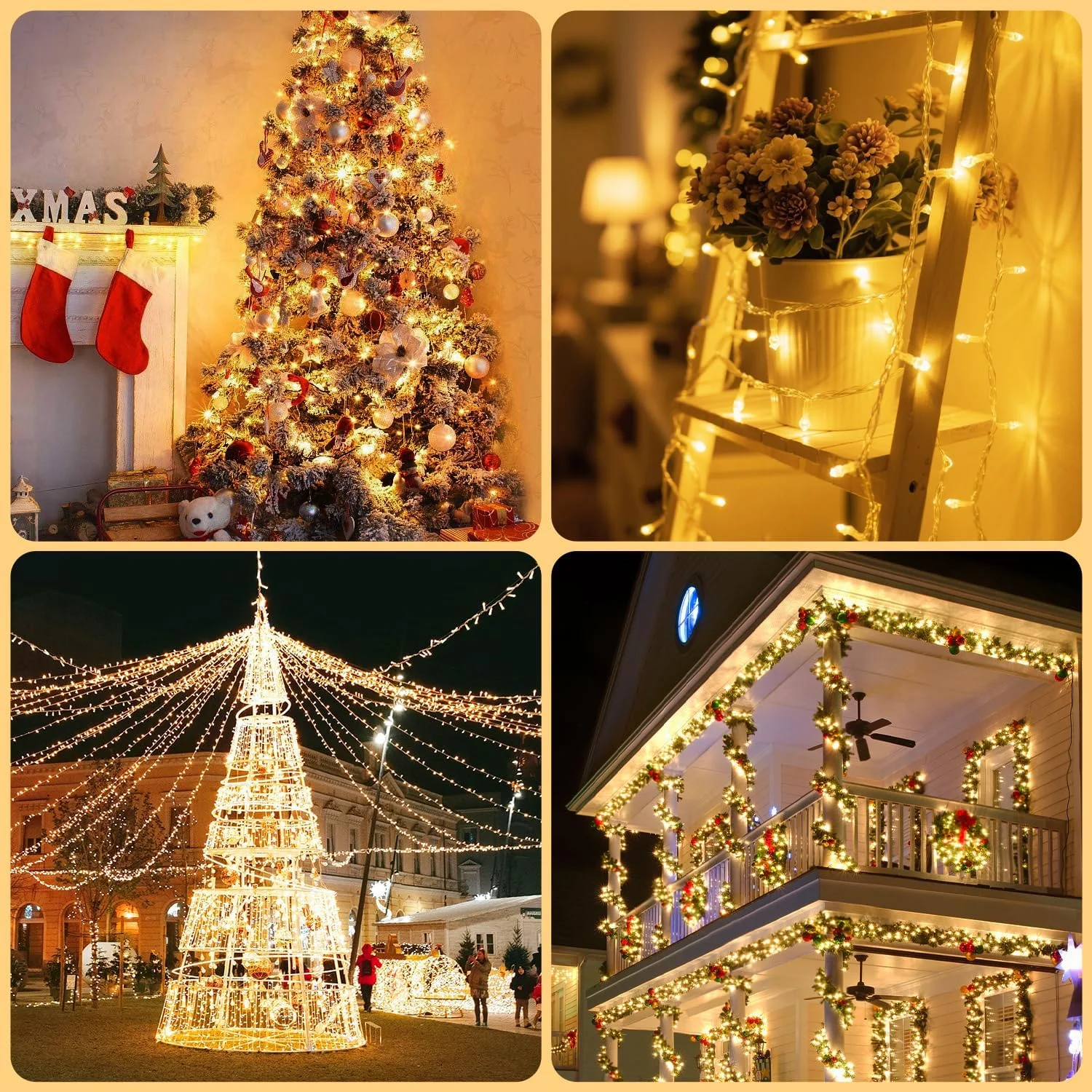 Hoteril Luci Natale Esterno, 33M 300 LEDs Luci Albero di Natale Impermeabile, Lucine da Esterno Giardino per Adatto a Giardino, Feste, Natale, Natalizie Albero, Nozze (Bianco caldo)