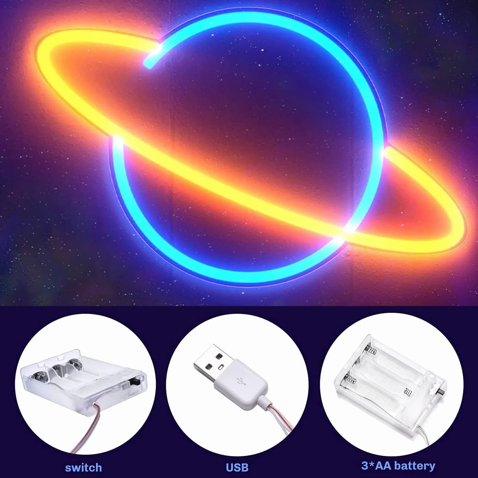 Applique da parete a LED, decorazione da parete, alimentata a batteria o USB, luci al neon in acrilico per camera da letto, camera dei bambini, soggiorno, bar, feste, Natale, matrimoni