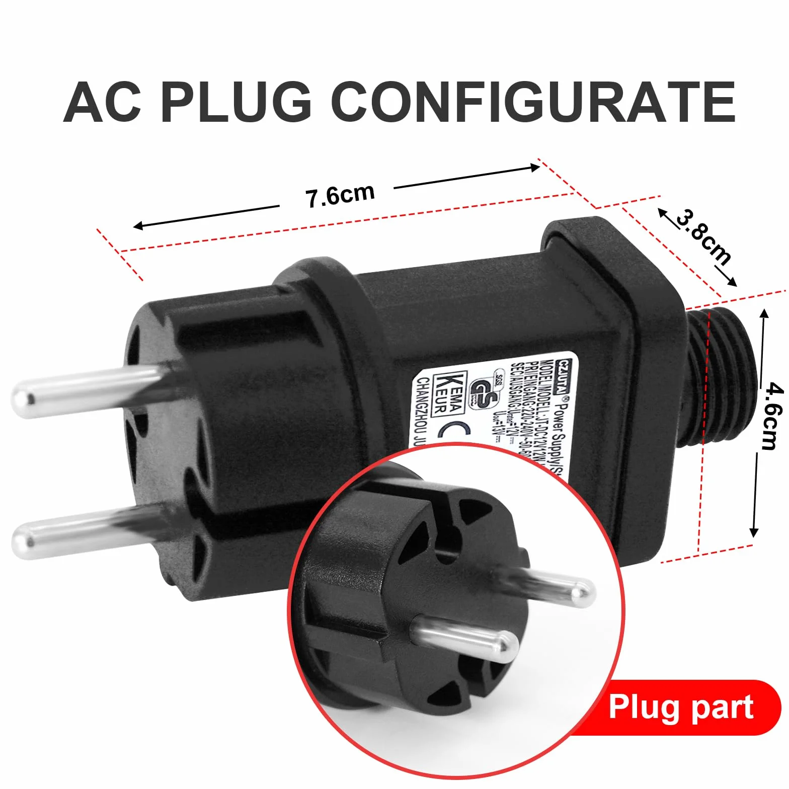 CZJUTAI IP44 - Trasformatore a LED, 12 V, 12 W, alimentazione per illuminazione natalizia con presa europea (presa a vite, costante acceso, DC12 V12 W)