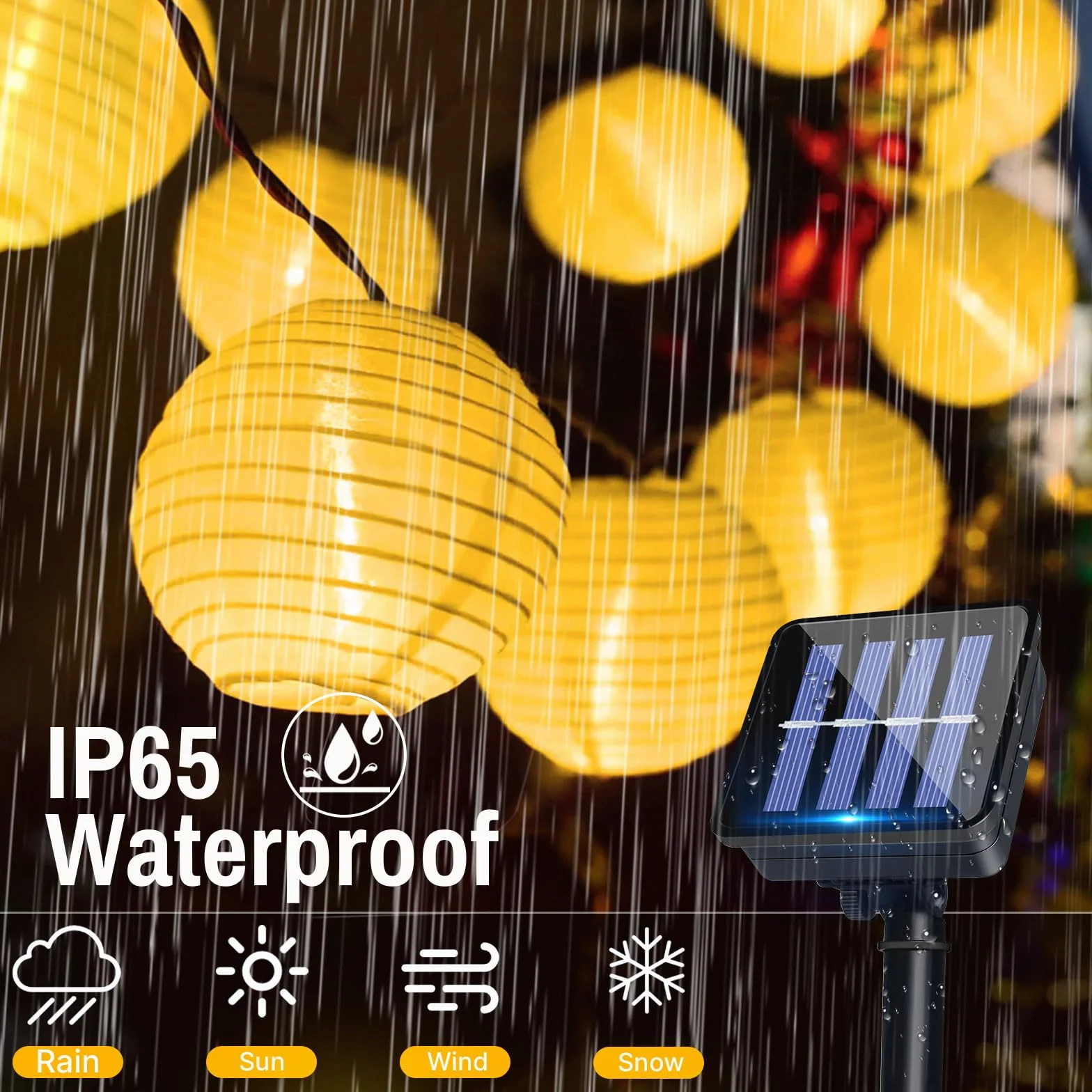 Catena Luci da Solari Esterno Giardino, 6M/20FT 20LED Lanterne, Lanterne Catena Solare 8 Modalità, IP65 Impermeabile, Decorative per Giardini, Balconi, Patio, Gazebo, Festival(Bianco Caldo)