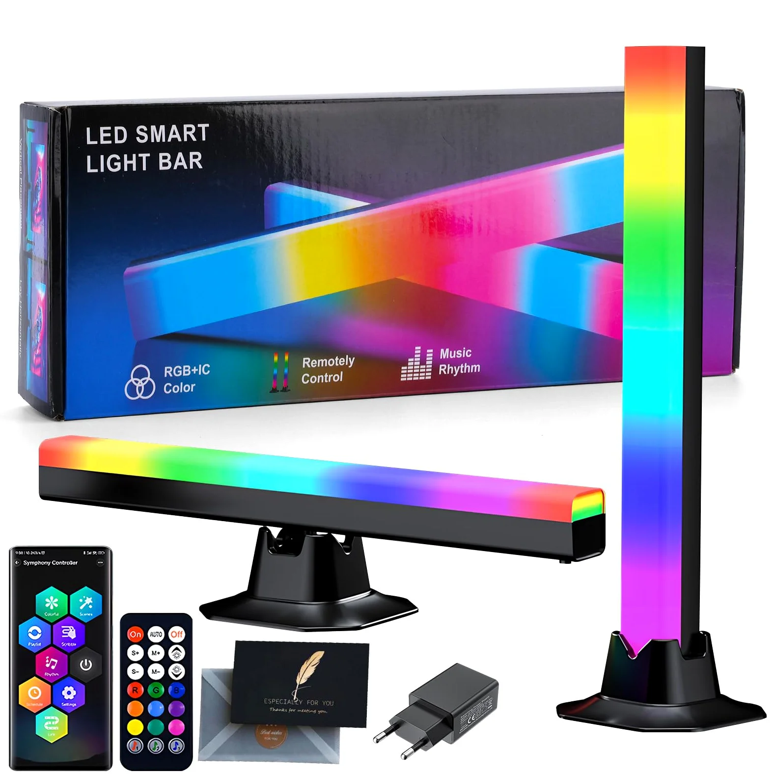 UCAMP Barra LED RGB Intelligente, 2 Pezzi 32cm, Retroilluminazione Gaming per TV e PC con Sincronizzazione Musicale, APP e Telecomando, per Monitor e Scrivania, Include Alimentatore