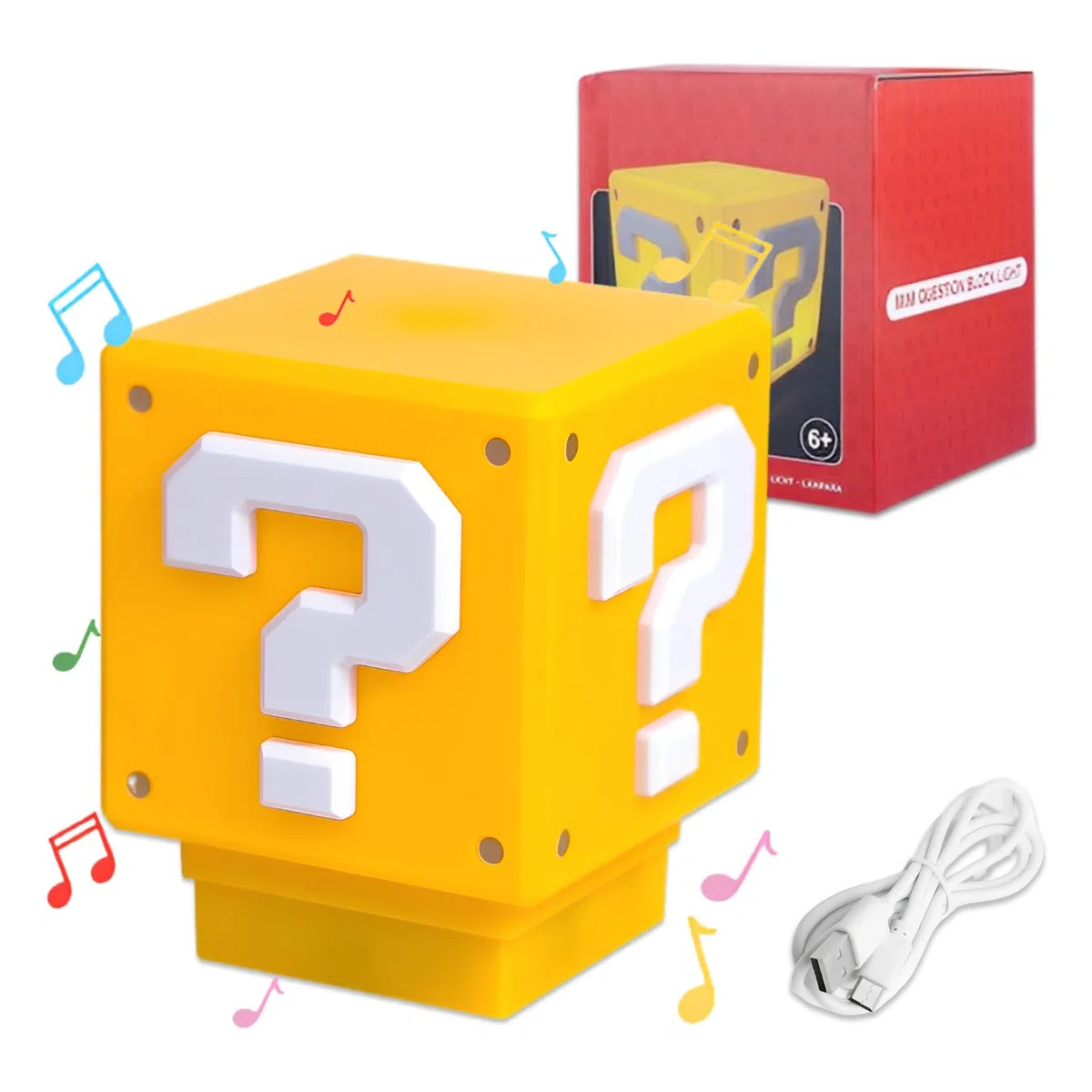 Lampada Punto Interrogativo Cubo con Suono, 3D Light Night Lights per Anime, Lampada Punto Interrogativo, Luce Notturna Game per Regalo di Compleanno o di Natale