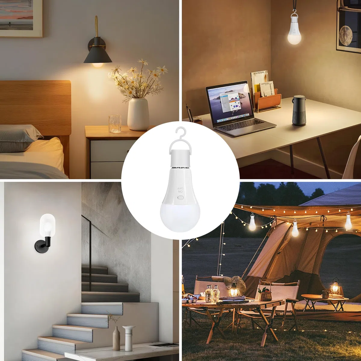 Ricaricabile Lampadina LED E27 Con Funzione Temporizzazione - Luci LED a Batteria 7 W Con Telecomando - Lampada Campeggio 3 Temperature di Colore - RGB Dimmerabile Lampada Emergenza, 2 Pack