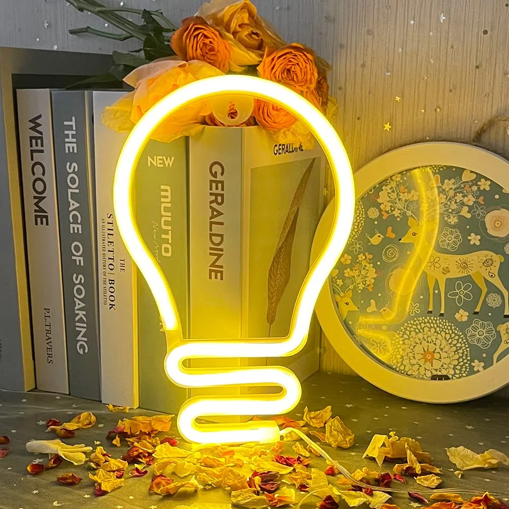 Insegna al Neon Lampadina,Insegna al neon a forma di lampadina Batteria o USB Alimentato Per la Decorazione Della Festa di Natale del Bar Della Sala Giochi Della Camera da Letto